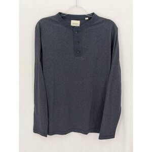 Billy Reid Shirt Mens Large Navy Henley Long Sleeve Casual Cotton‎ Cool Weather